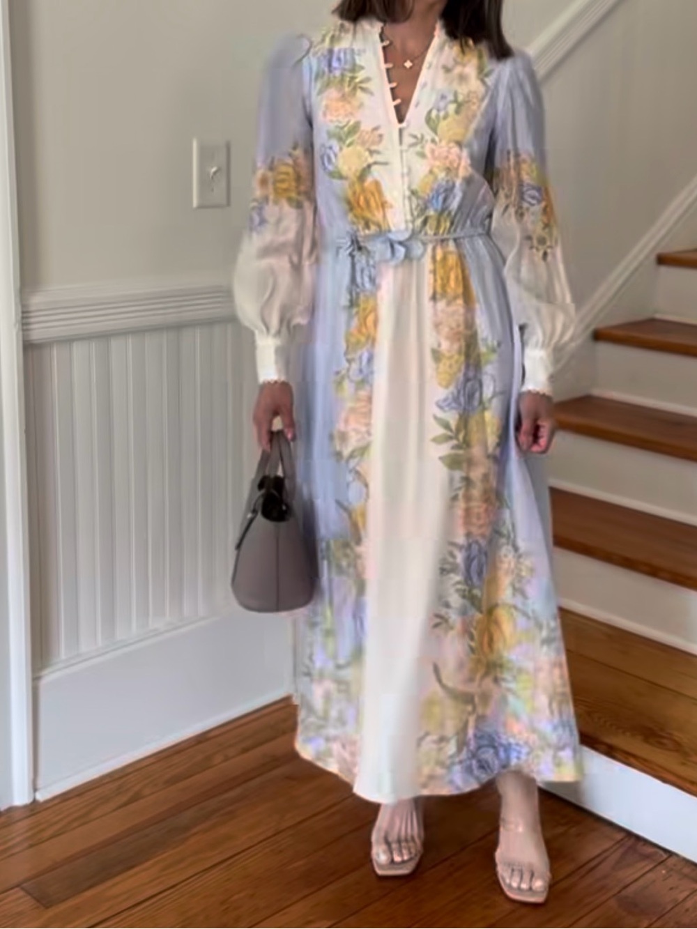 Ever New Courtney Placed Floral Long Sleeve Dress